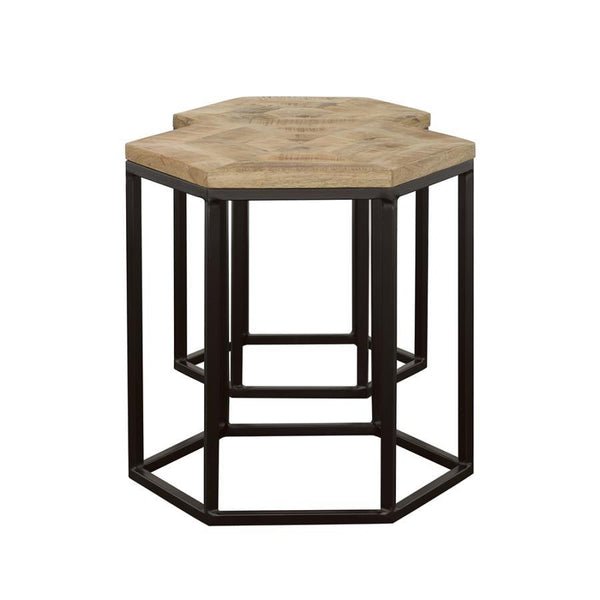 Adger - 2 Piece Hexagonal Nesting Tables - Natural And Black