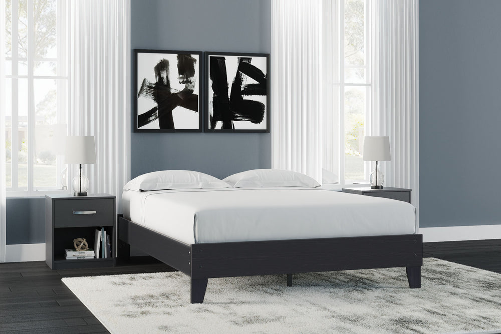 If youâ€™re a fan of clean, crisp and contemporary interiors, rest assured this queen platform bed suits you. The linear profile is enhanced with a matte black finish with subtle replicated wood grain. Hard to believe such high style can be so attractivel