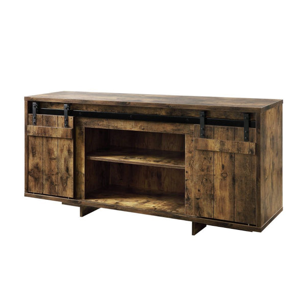  2 Media Compartments ( 1 Wooden Shelf) Max. Recommended TV Size: 60-Inch Flat Screen Back Panel with Pre-Cut Holes for Cord Mgmt (x# Holes) CONSTRUCTION] Wooden Case-Frame: Wood (Rbw)