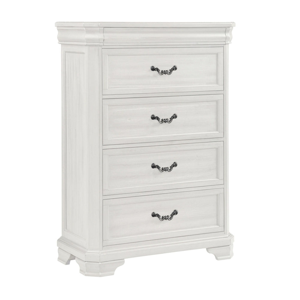 Introducing the Lyndhurst Chest in Vintage Whiteâ€”a harmonious blend of style and functionality for your bedroom. Crafted from solid Acacia, Acacia veneers, and manufactured wood, this chest ensures lasting strength and durability to withstand everyday u