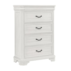 Introducing the Lyndhurst Chest in Vintage Whiteâ€”a harmonious blend of style and functionality for your bedroom. Crafted from solid Acacia, Acacia veneers, and manufactured wood, this chest ensures lasting strength and durability to withstand everyday u