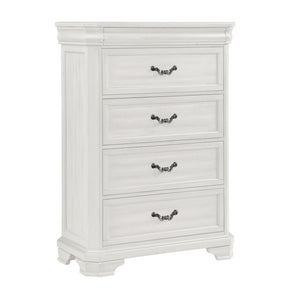 Introducing the Lyndhurst Chest in Vintage Whiteâ€”a harmonious blend of style and functionality for your bedroom. Crafted from solid Acacia, Acacia veneers, and manufactured wood, this chest ensures lasting strength and durability to withstand everyday u