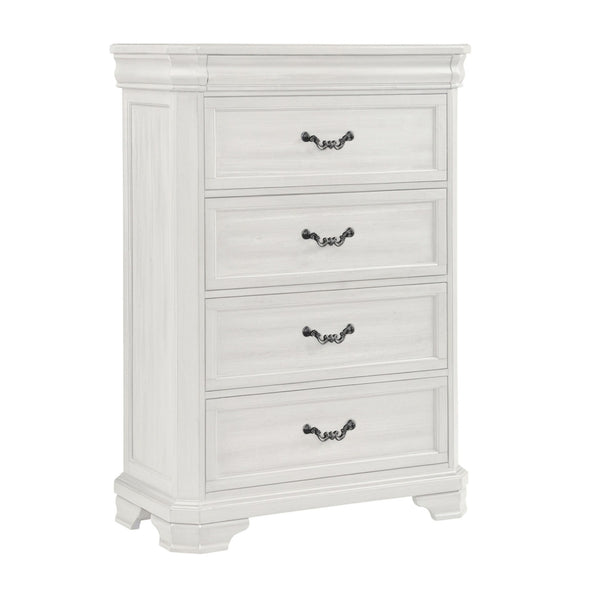 Introducing the Lyndhurst Chest in Vintage Whiteâ€”a harmonious blend of style and functionality for your bedroom. Crafted from solid Acacia, Acacia veneers, and manufactured wood, this chest ensures lasting strength and durability to withstand everyday u