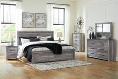 Bronyan - King Panel Bed - 6 Pc. - Dresser, Mirror, King Bed, 2 Nightstands - Dark Gray