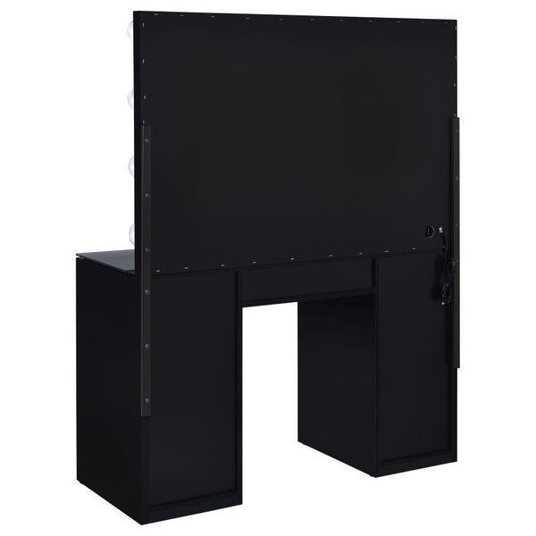 Acena - 7-Drawer Vanity Set With Lighting - Black High Gloss