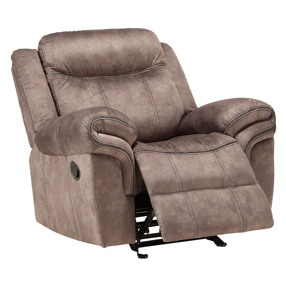 KD Back, GLIDER & Motion Reclining Function â€¢ Tight Back & Seat Cushion (1+1) â€¢ Features: Horizontal Tufted â€¢ CONSTRUCTION â€¢â€¢ SEAT: Pocket Coil, Inside Frame: Wood, Foam â€¢ BACKREST: Tight Cushion â€¢ ARMREST: Pillow Top â€¢ Metal Base with Rec