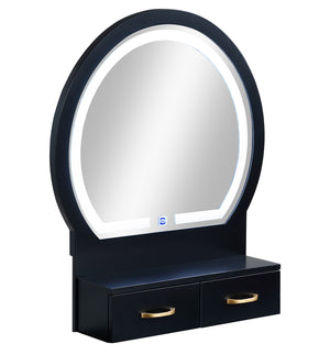  while the gold-accented handles add a touch of luxury. The built-in LED-lit mirror provides opti