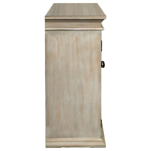 Kiara - 4-Door Wood Lattice Storage Accent Cabinet - Light Honey