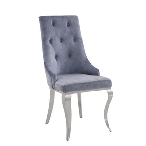 Dekel - Side Chair (Set of 2) - Gray Fabric & Stainless Steel