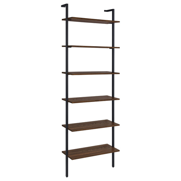 Curate your space to achieve a refined look and feel with this modern wall bookcase. Its elegant simplicity of silhouette brings light, airy ambiance in any space, maximizing space utilization without overwhelming. It features six open shelves in a walnut