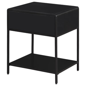 Amherst - 1-Drawer Radio Weave Rattan Metal Side Table - Black