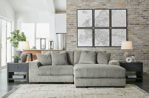 Plush and posh. Showcase your eye for on-trend texture with the statement-making cord upholstery of this sectional with chaise. Its stunningly soft fabric entices in a warm neutral hue, complementing contemporary color palettes. Sink into the cushions and