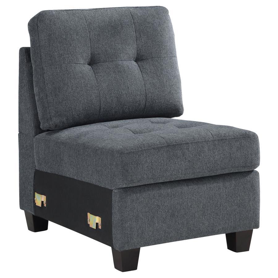 Elevate your living space with this versatile armless chair, perfect as a standalone piece or as an additional seating option in any room. Upholstered in a sophisticated fabric, this chair offers a timeless design that blends seamlessly with various decor