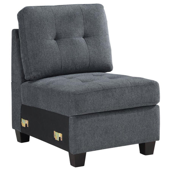 Elevate your living space with this versatile armless chair, perfect as a standalone piece or as an additional seating option in any room. Upholstered in a sophisticated fabric, this chair offers a timeless design that blends seamlessly with various decor