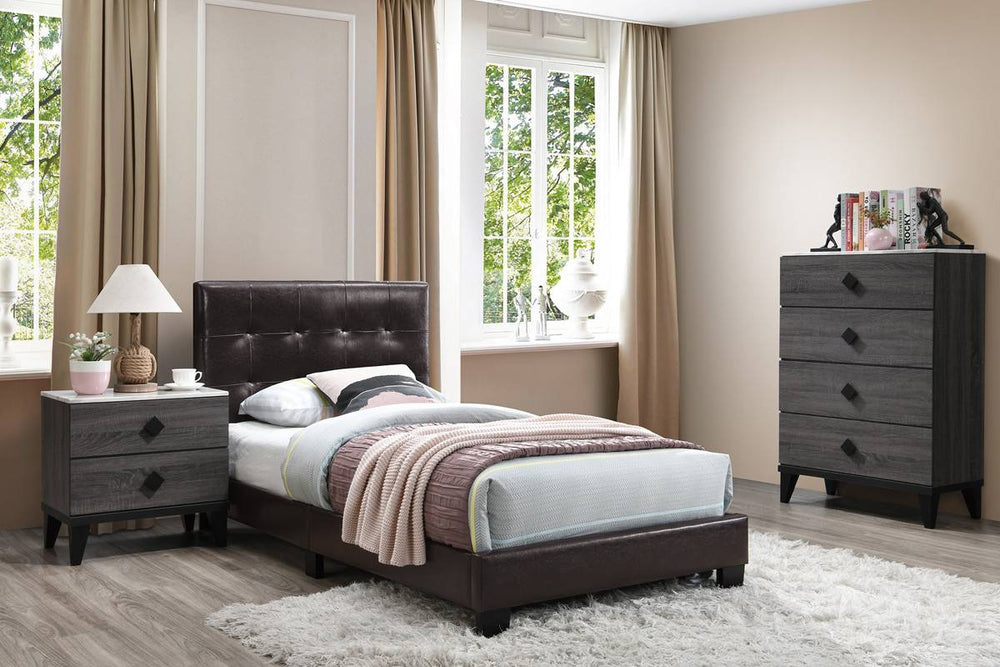 TWIN BED/BROWN PU