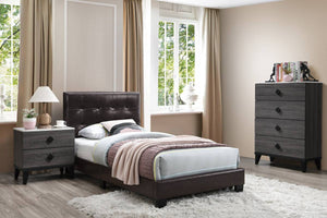 TWIN BED/BROWN PU