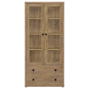 Hawthorne - 4-Shelf Glass Door Tall Cabinet With Drawers - Mango