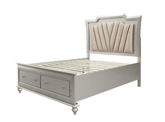 The Kaitlyn bed provides a commanding presence in any room. This contemporary storage bed features a channel tufted padded headboard and a low-profile footboard with storage drawers. Crafted with a glam look that is an ideal addition to any bedroom, the h