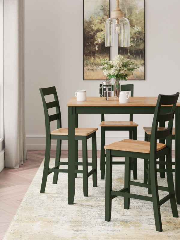 Gesthaven - Natural / Green - Dining Room Counter Table Set (Set of 5)