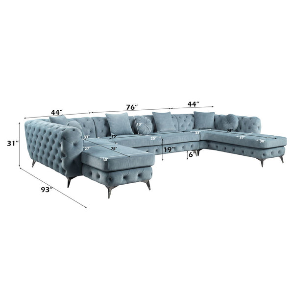 Atronia - Sectional Sofa - Deep Green Fabric