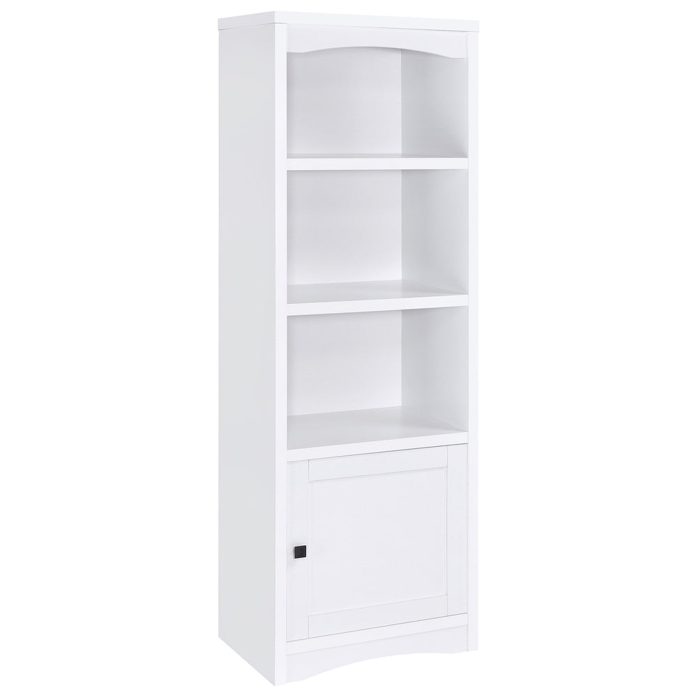 Put finishing touches on a charming media center in your living room with this tower bookcase. Perfect to flank your TV stand, it adds easy storage and display space. Its mix of cabinet and open shelving is versatile and stylish, with three shelves, two o