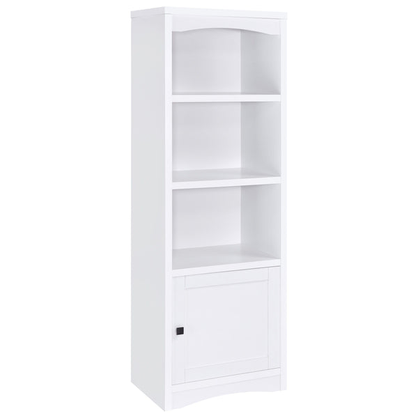 Put finishing touches on a charming media center in your living room with this tower bookcase. Perfect to flank your TV stand, it adds easy storage and display space. Its mix of cabinet and open shelving is versatile and stylish, with three shelves, two o
