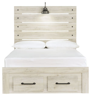 Cambeck - Whitewash - Full Panel Bed with 2 Storage Drawers