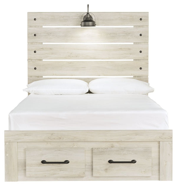 Cambeck - Whitewash - Full Panel Bed with 2 Storage Drawers