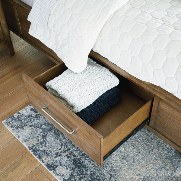 Cabalynn - Light Brown - King Panel Bed With Storage