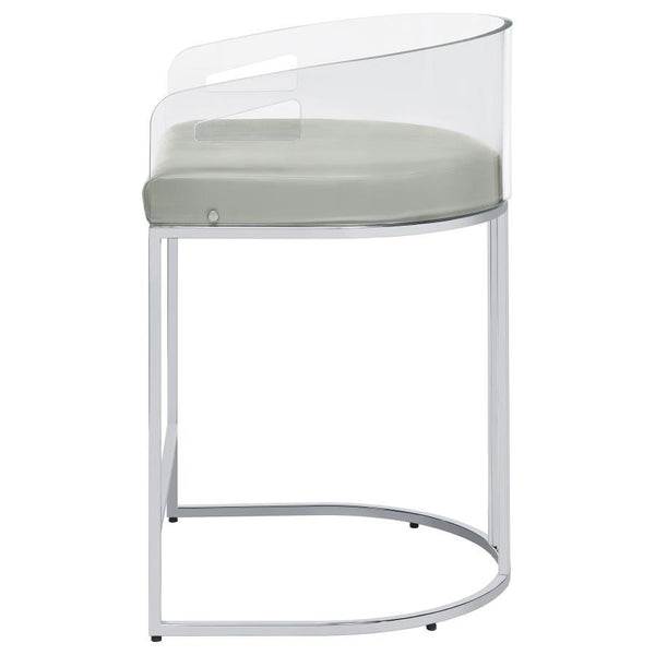 Thermosolis - Clear Acrylic Counter Chair (Set of 2) - Chrome