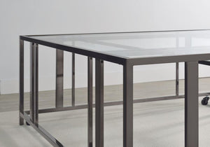 Adri - Square Glass Top Coffee Table With Casters - Black Nickel