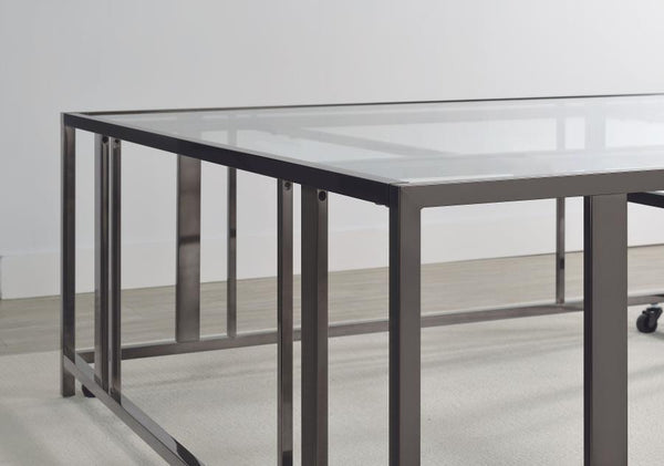 Adri - Square Glass Top Coffee Table With Casters - Black Nickel
