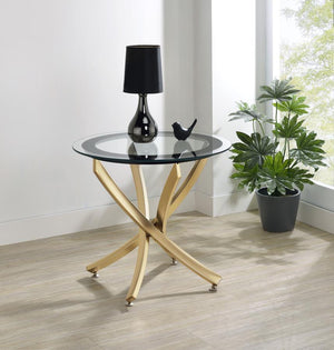  supporting a clear tempered glass top encircled by a chic black frame. Th