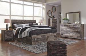 Derekson - Multi Gray - King Panel Bed With 4 Storage Drawers