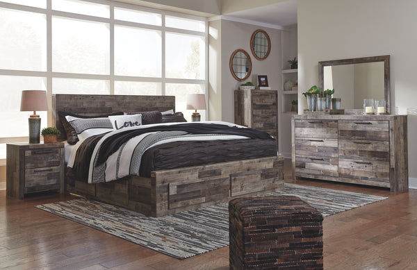 Derekson - Multi Gray - King Panel Bed With 4 Storage Drawers