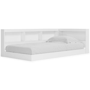  beautifully blending contemporary and casual style. Its two-toned look in matte white and a replicated sugarberry wood grain pattern keeps things simple
