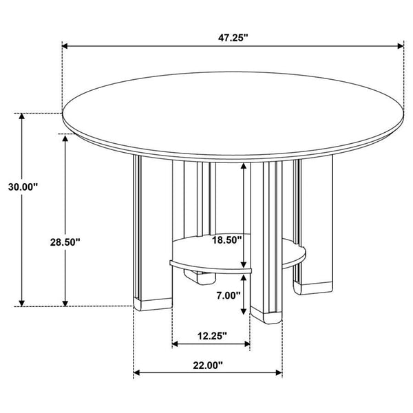 Ottowa - Round Wood Dining Table With Shelf - Brown