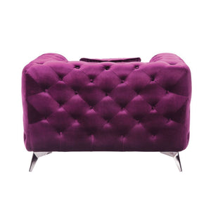  the beautiful Atronia chair is the perfect addition to any space. Chic button tuft design with bright blue cover