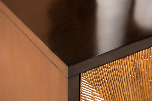 Zira - 4-Door Wood Parquet Storage Accent Cabinet - Brown