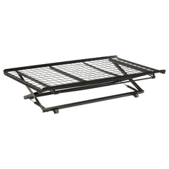 Expand your sleeping space effortlessly with this versatile pop-up trundle, which rises to match the height of a standard bed. Ideal for accommodating guests, this trundle bed easily rolls out and pops up to create a comfortable twin sleeping arrangement.