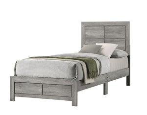 This bedroom set exudes a refreshing, contemporary charm with its light wood grain finish, embodying a serene and airy aesthetic. The bed is a minimalist-'s dream, with a simple yet stylish headboard that brings a sense of calm to the space. Accompanying 