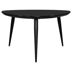  its black finish highlights the smooth texture of the top while enhancing its modern appeal. The triangular shape wit