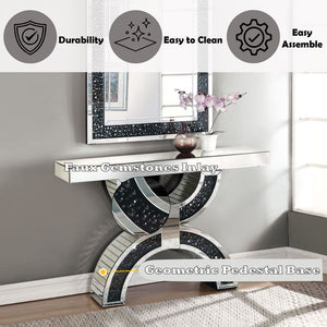 Noor - Accent Table - Mirrored & Faux Gemstones - 32"