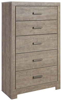 This chest-'s weathered driftwood finish evokes such an ethereal vibeâ€”exactly what you need for your serene master suite. Clean lines and simple yet substantial hardware make for a timeless look youâ€™ll love living with for years to come. Five spacious