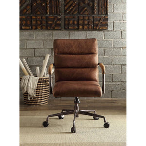  channel-seamed retro top grain leather upholstery is complemented by a metal base with casters and metal frame armrests. It-'s Industrial design promise comfort and function as 