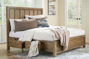 Cabalynn - Light Brown - Queen Panel Bed With Storage
