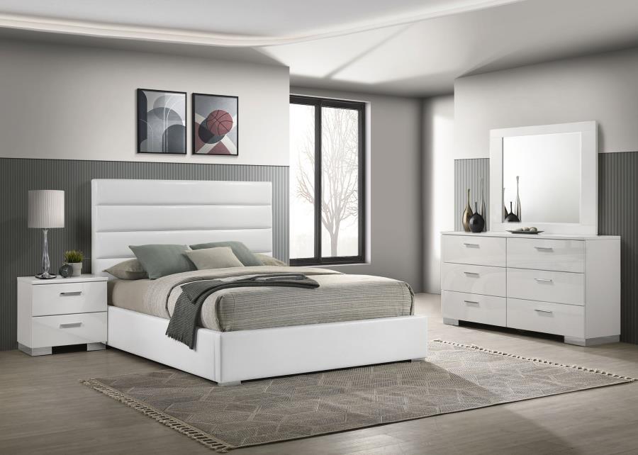 Felicity - 4 Piece California King Bedroom Set - White High Gloss