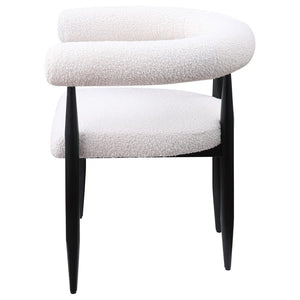 Dunmore - Boucle Upholstered Dining Arm Chair (Set of 2) - Cream