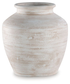 Celebrate the artisanal character of ceramics with this vase. Its distressed white finish has a time-worn, weathered appeal, offering the look of the past with a modern feel. The vase-'s neutral tone makes it a go-to for all seasons, allowing you to stage