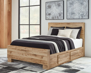 Inspired by natural beauty, refined to perfection. This queen panel storage bed brings cozy outdoor vibes to your bedroom with its warm and inviting golden rustic finish. Four storage drawers keep clothes, clutter or linens neatly tucked away, adding a la